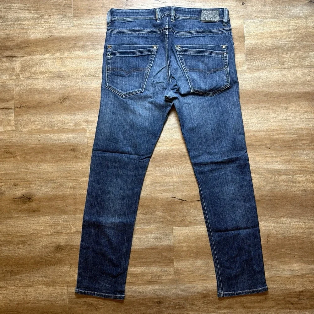 Diesel Krayver Jeans Men 31x30 Blue Slim Carrot Stretch Dark Wash Distress R86L0